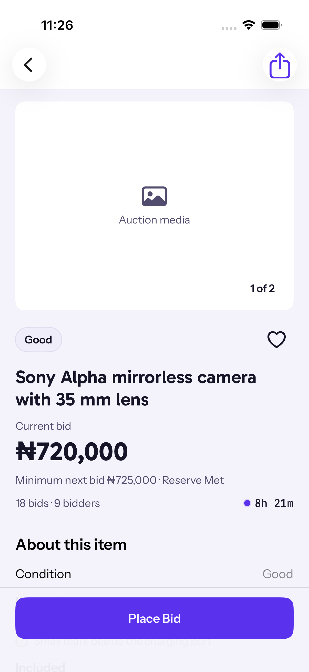 A live auction in the Gbanjo app