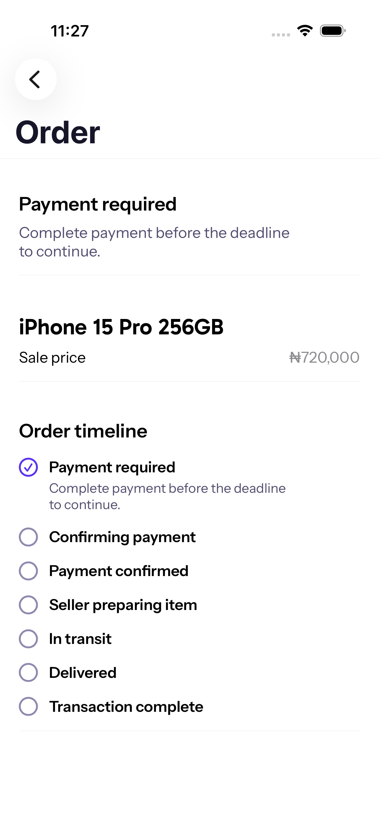 A completed Gbanjo transaction